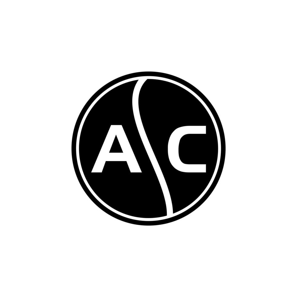 AC letter logo design on black background. AC creative circle letter logo concept. AC letter design. vector