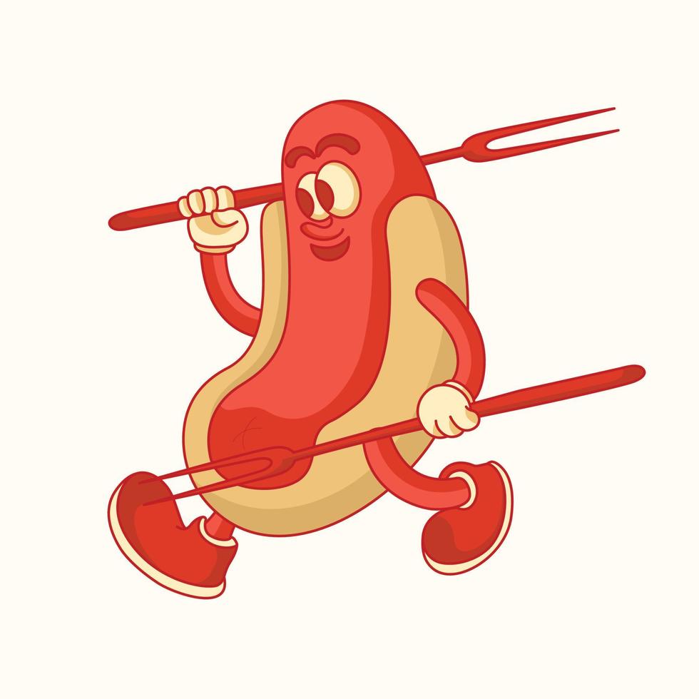 Cartoon hotdog mascot character vector