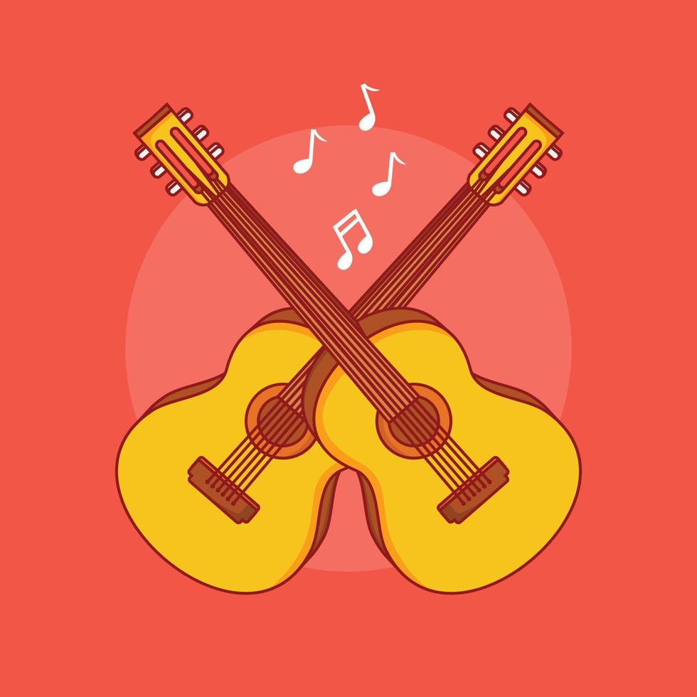 ilustración de vector de icono de dibujos animados de guitarra acústica