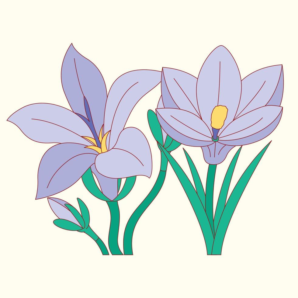 Purple flowers flat design illustration vector