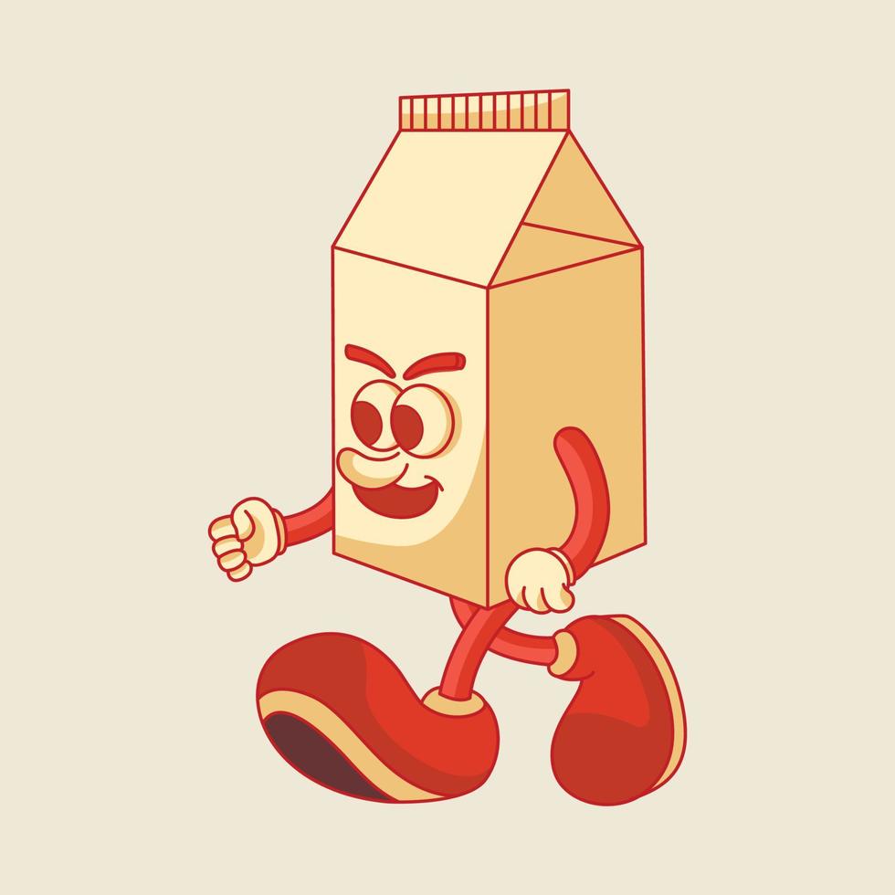 ilustración de diseño de personaje de mascota de leche de dibujos animados vector