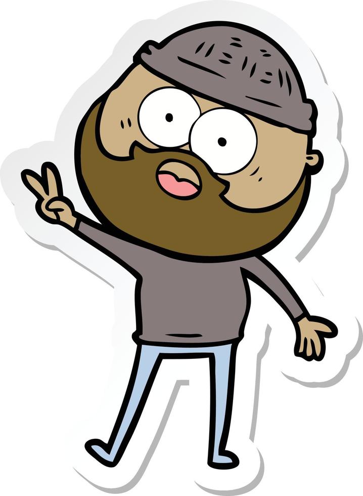 sticker of a cartoon bearded man vector