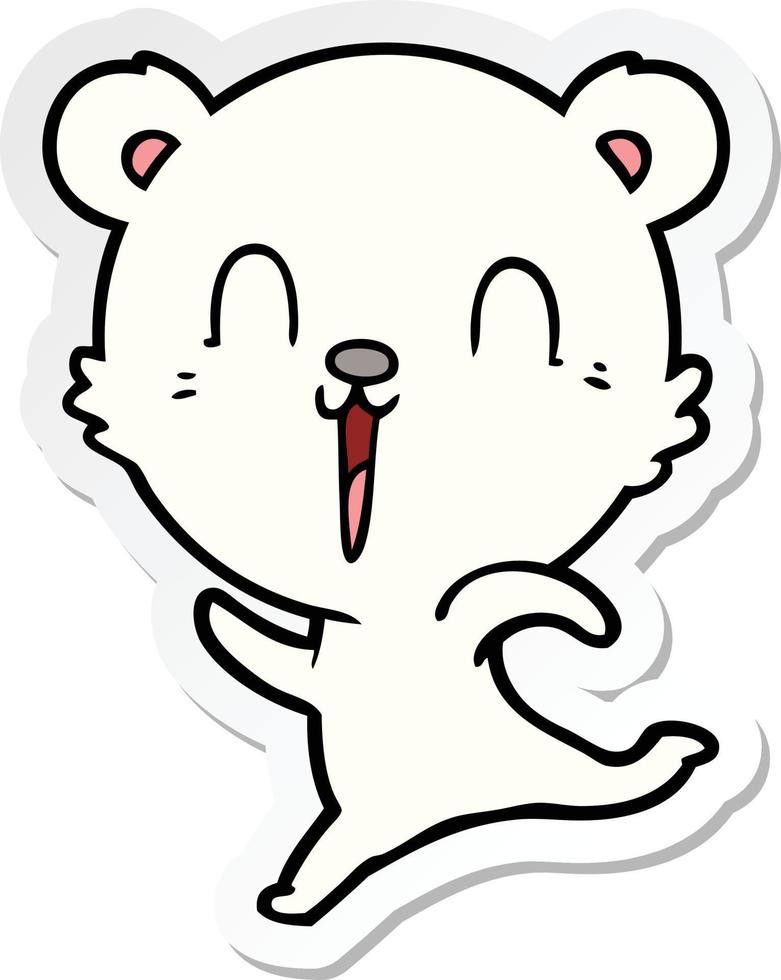 sticker of a happy cartoon polar bear vector