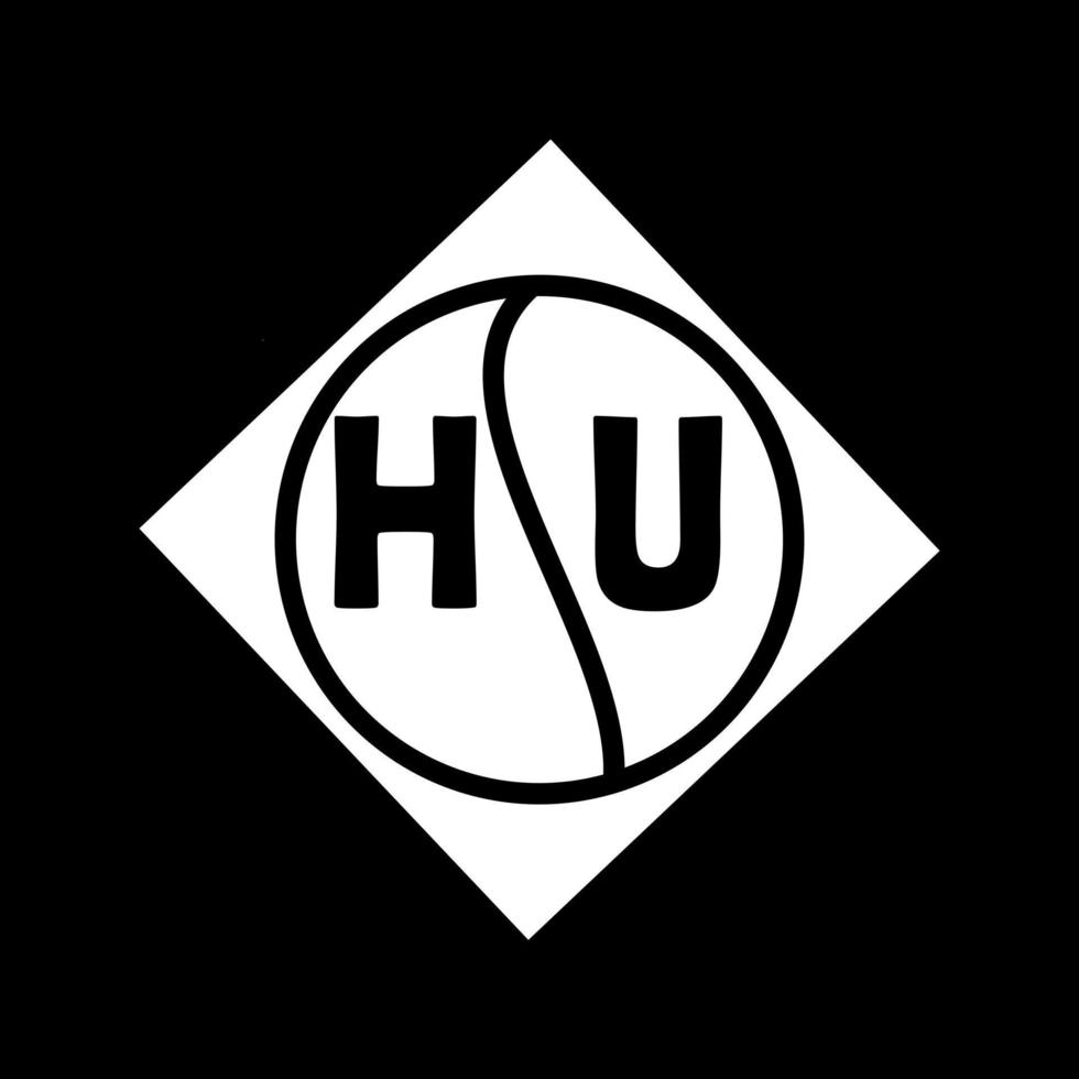 concepto de logotipo de letra de círculo creativo hu. diseño de letra hu. vector