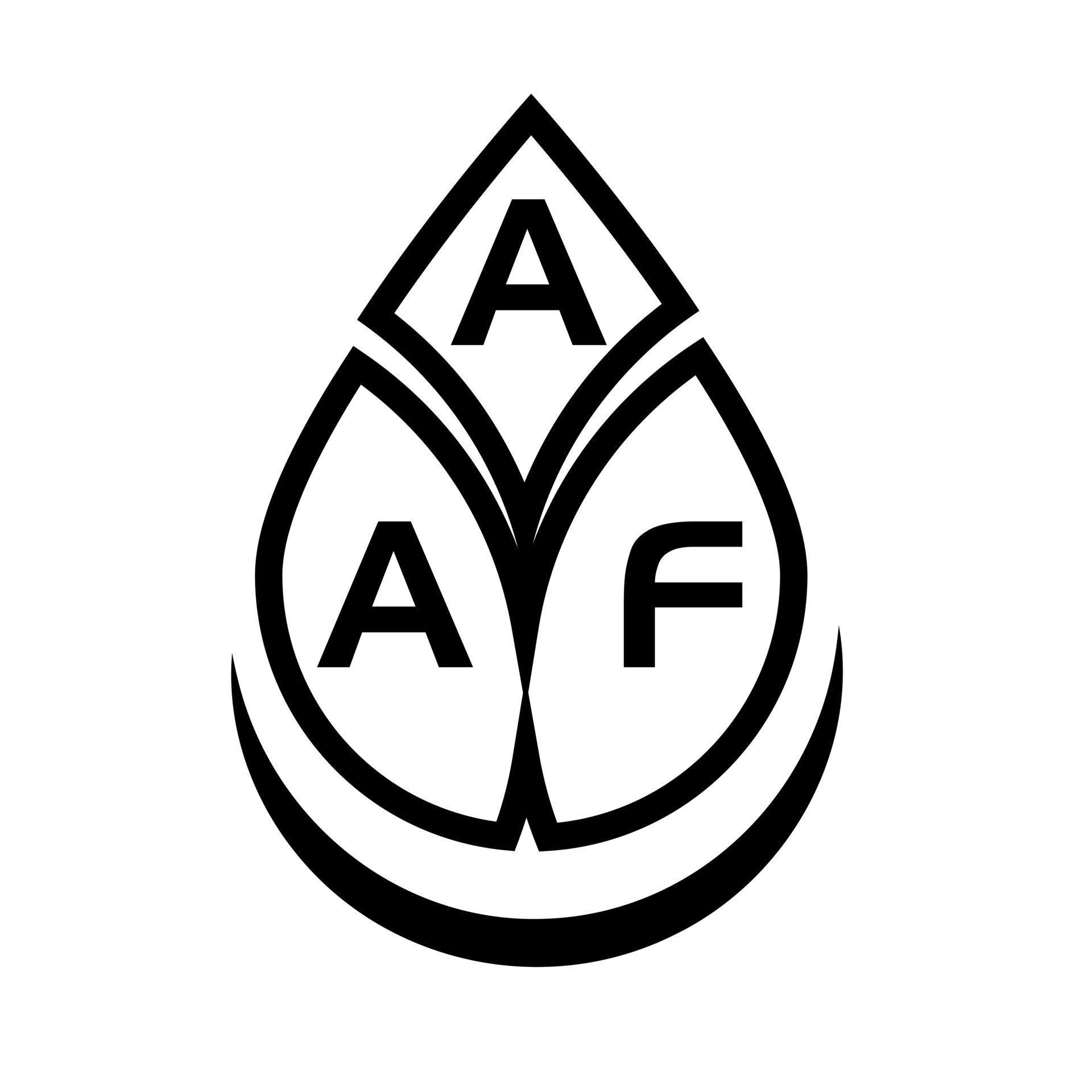 AAF letter logo design on black background. AAF creative circle letter