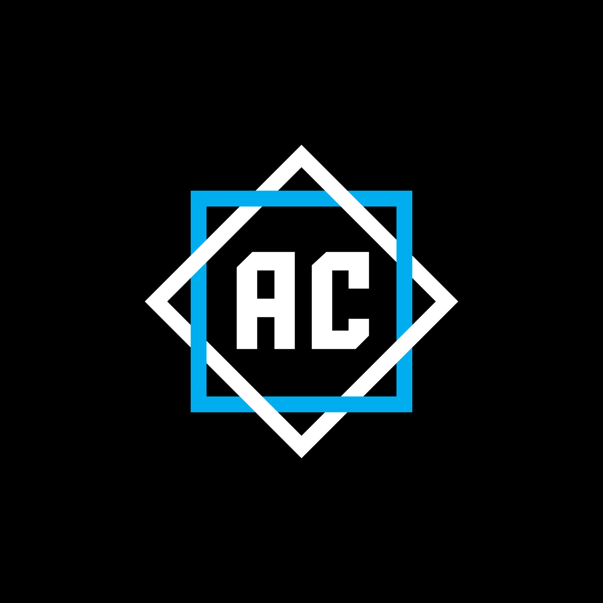 AC letter logo design on black background. AC creative circle letter ...