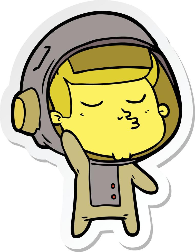 sticker of a cartoon confident astronaut vector