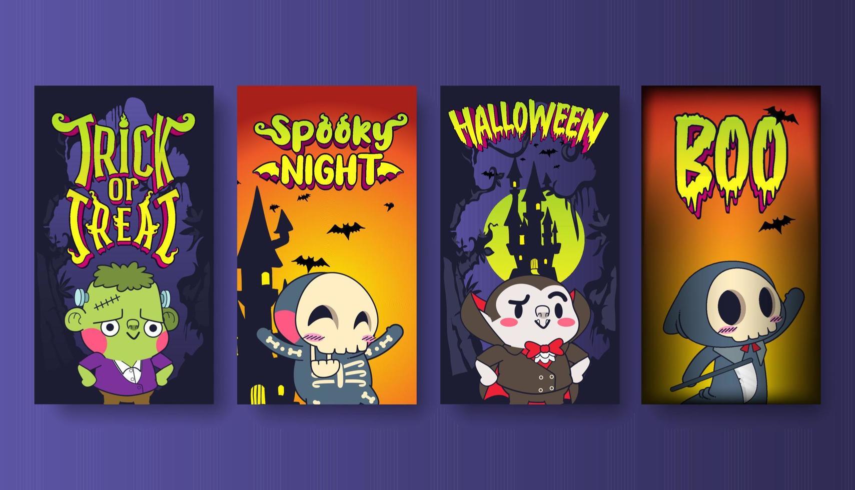 halloween banner vector illustration, cute monster halloween banner