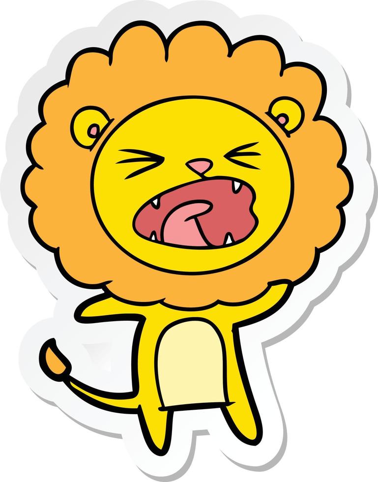 sticker of a cartoon lion vector