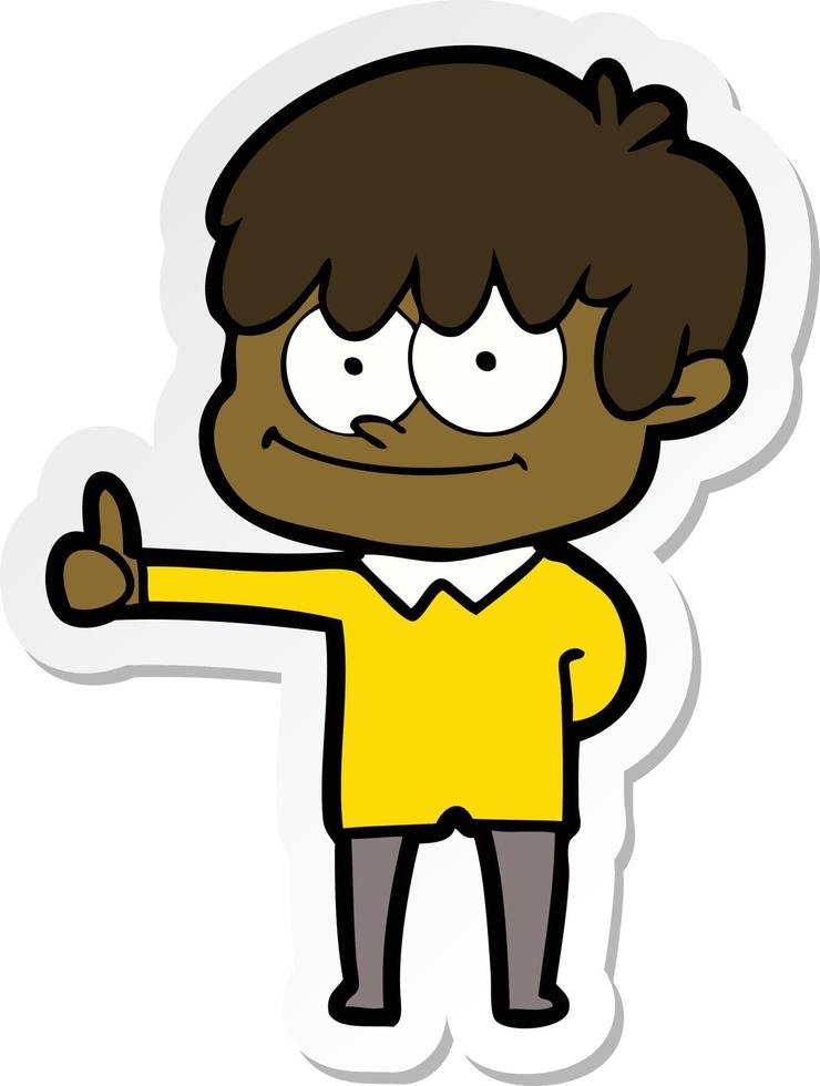 sticker of a happy cartoon man vector
