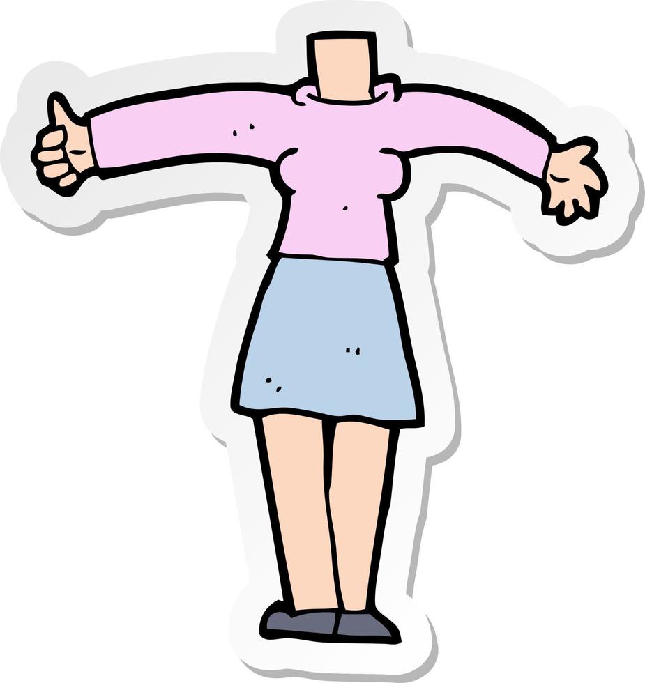 sticker of a cartoon female body vector