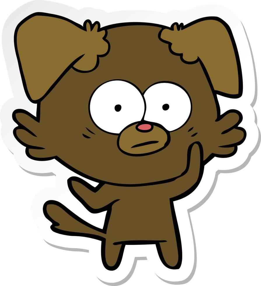 sticker of a nervous dog cartoon vector