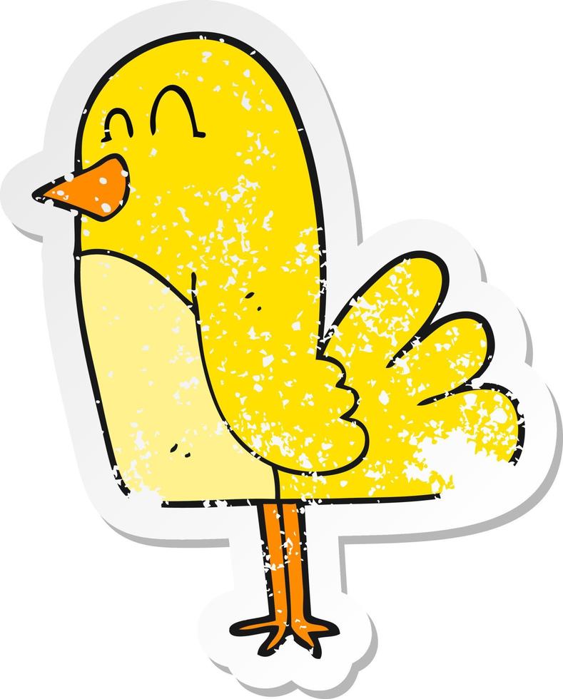 retro distressed sticker of a cartoon bird vector
