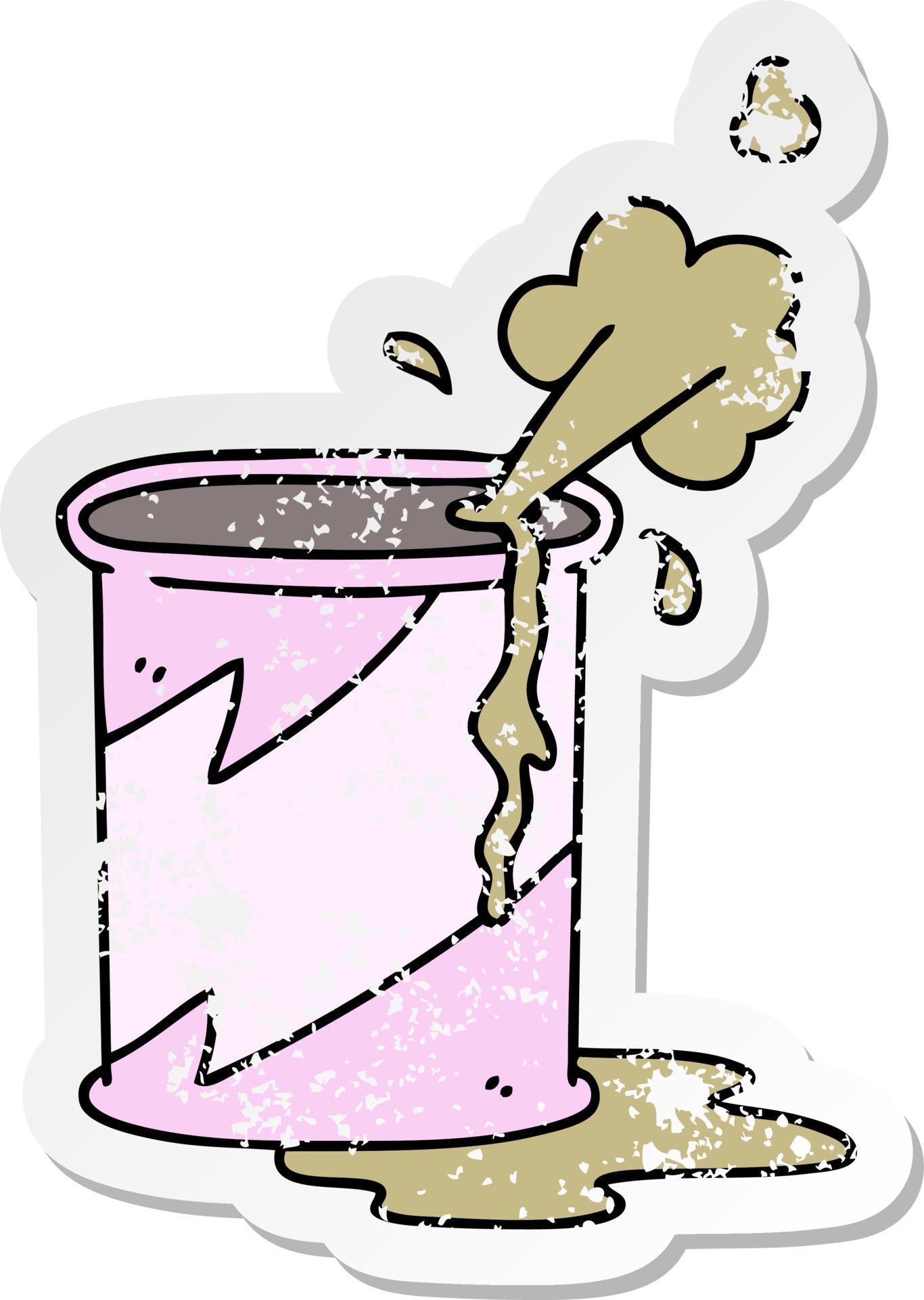 distressed sticker of a quirky hand drawn cartoon exploding soda can ...