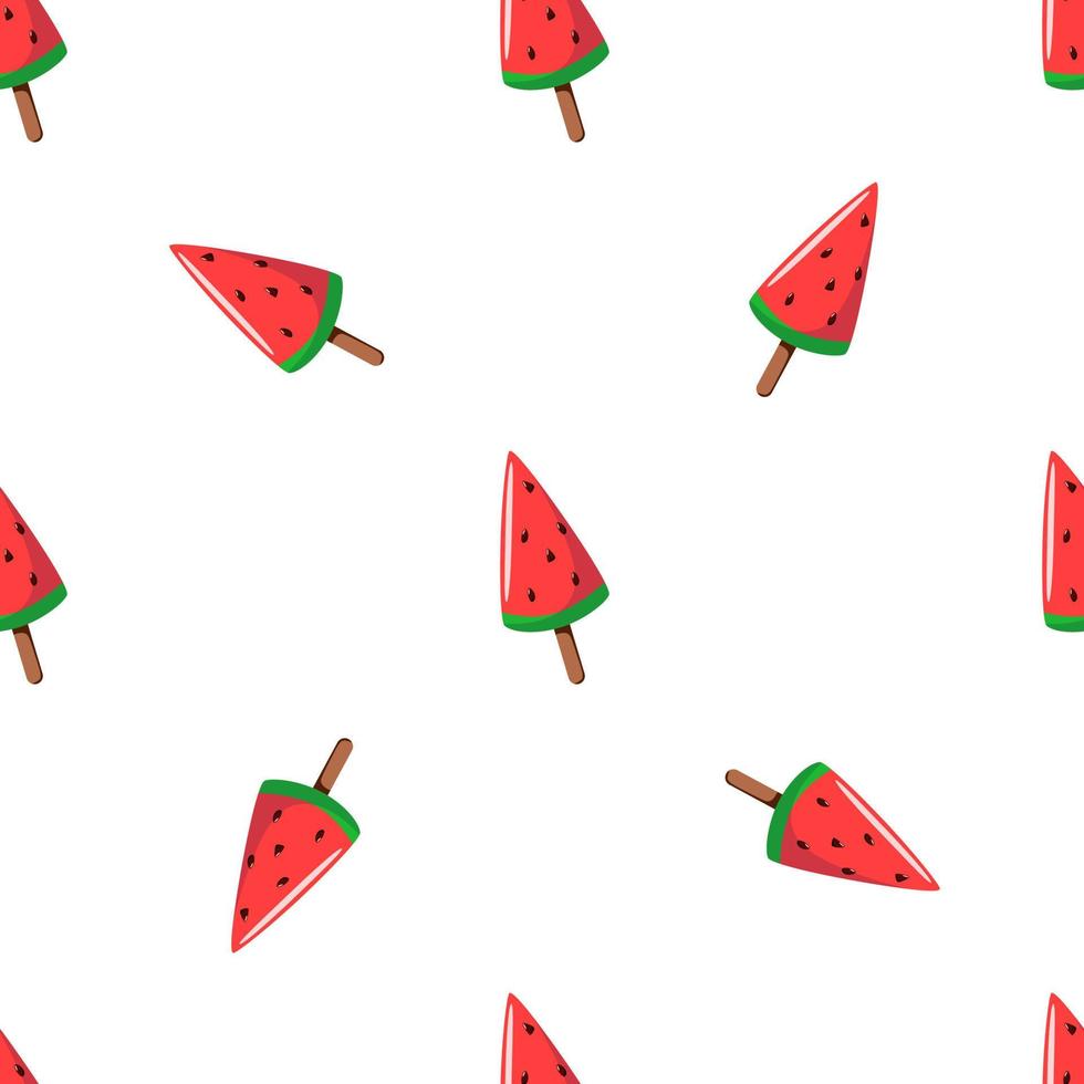 Seamless pattern of watermelon ice cream on a stick. vector