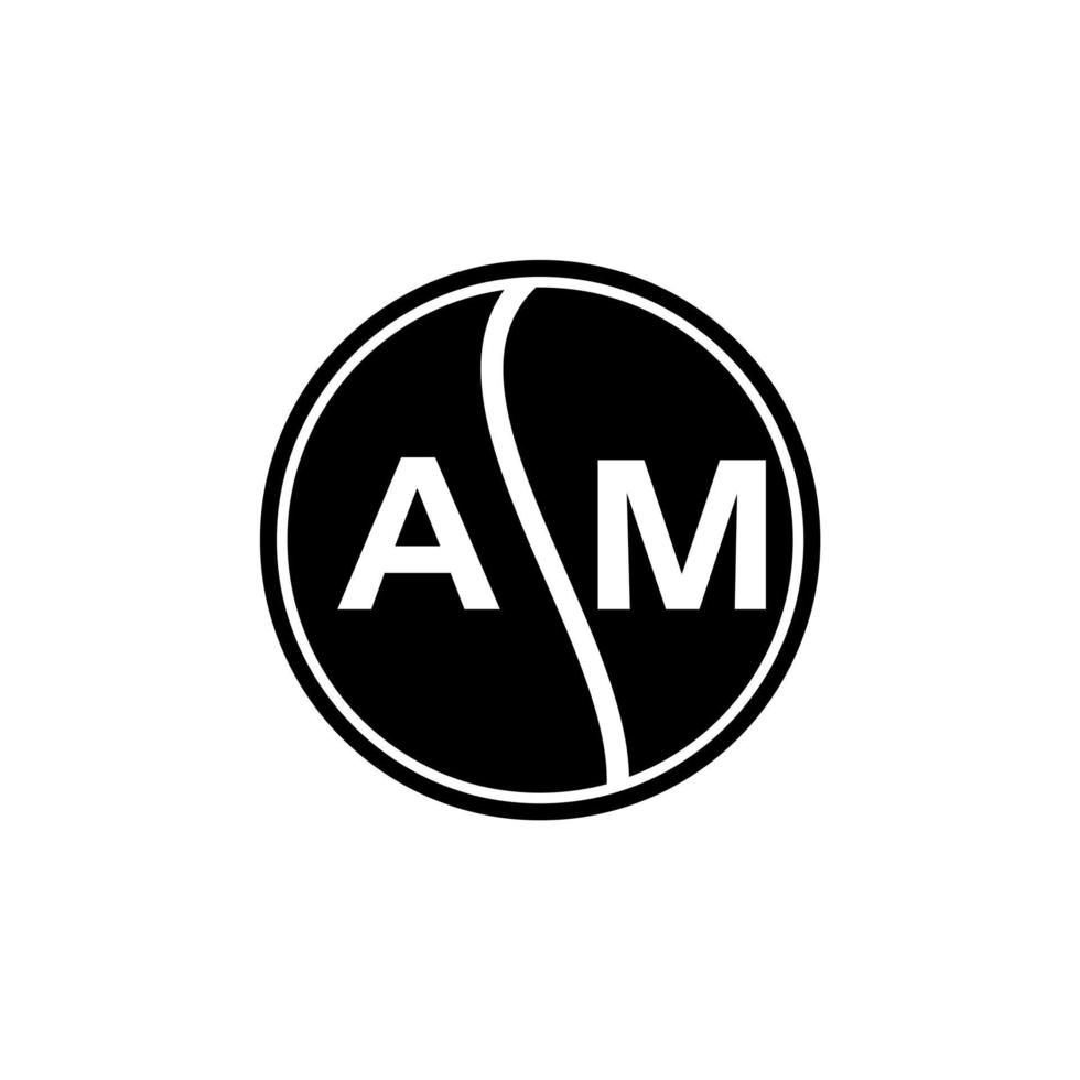 AM letter logo design on black background. AM creative circle letter logo concept. AM letter design. vector