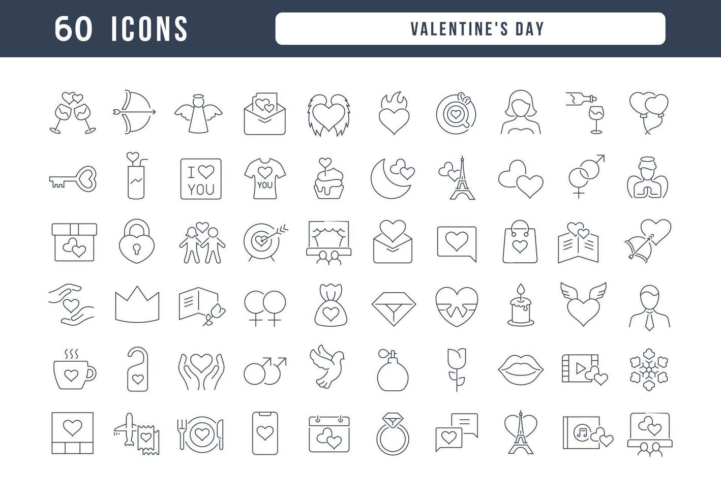Vector Line Icons of Valentine's Day