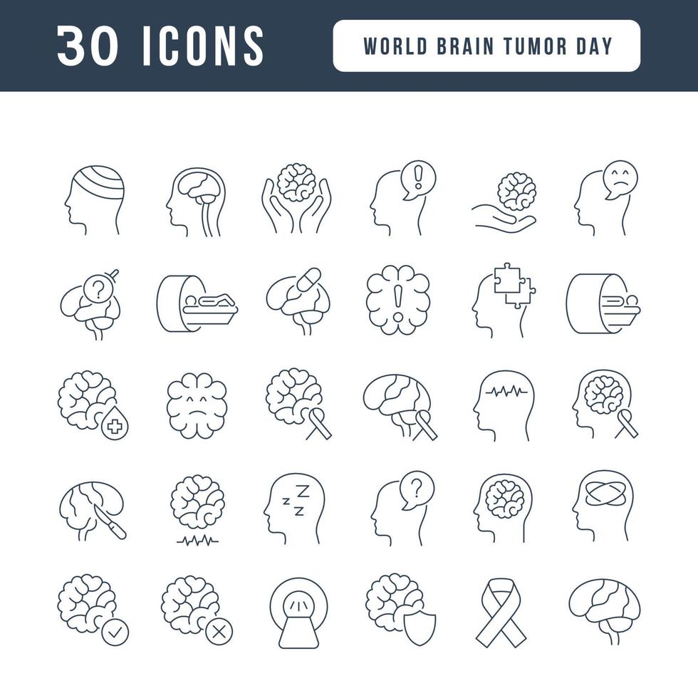 iconos de línea vectorial del día mundial del tumor cerebral vector