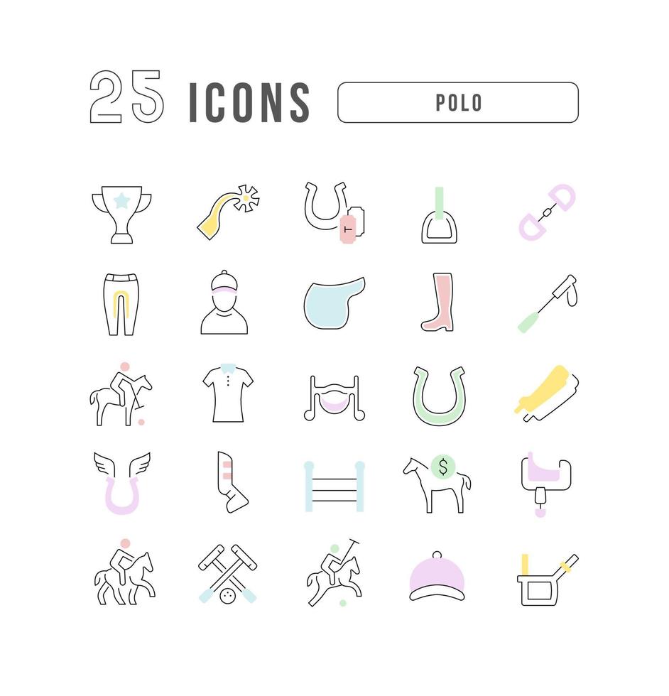 Set of linear icons of Polo vector