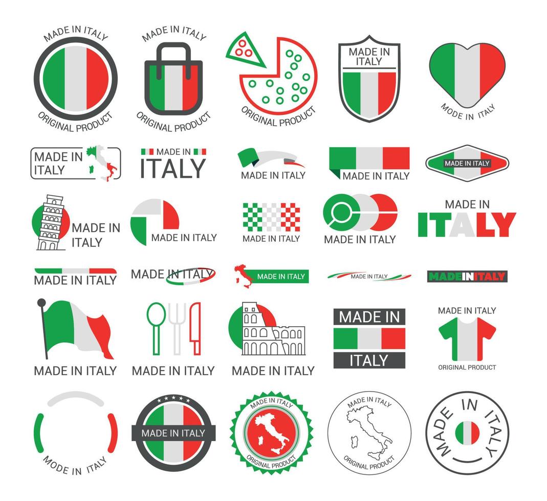 etiquetas de made in italy vector