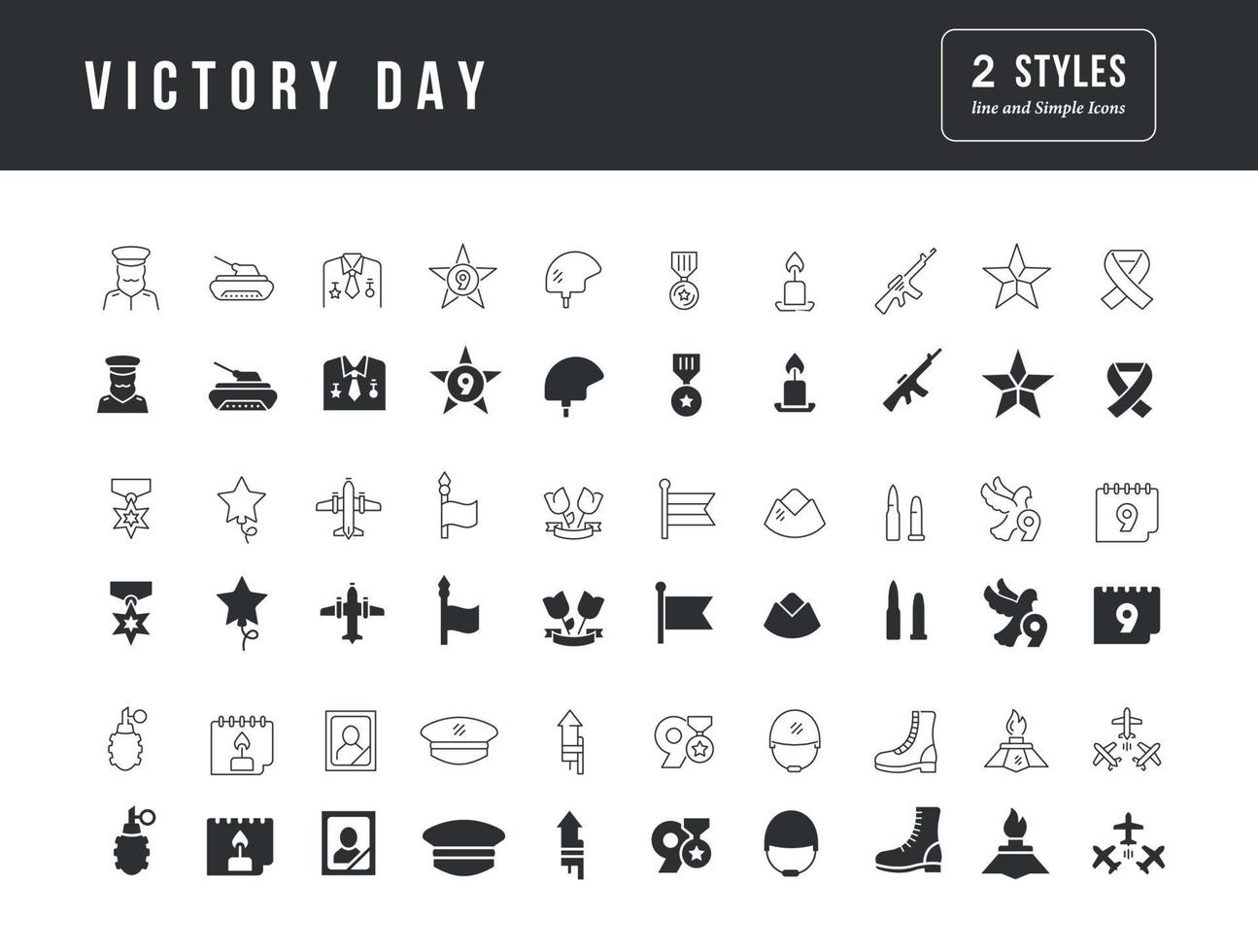 vector iconos simples del día de la victoria