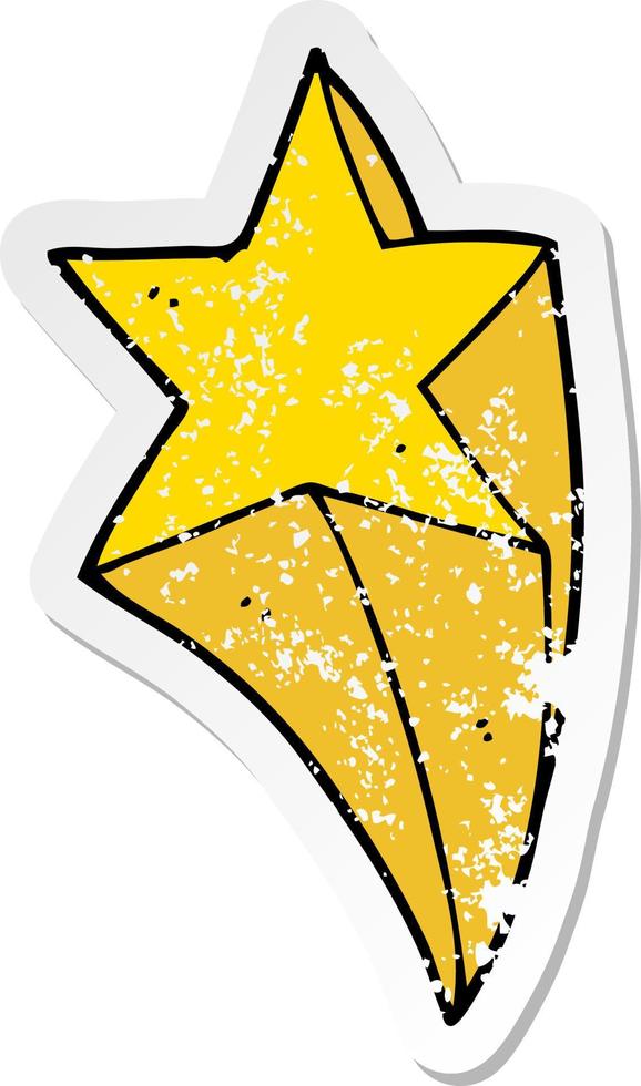 distressed sticker of a cartoon shooting star vector