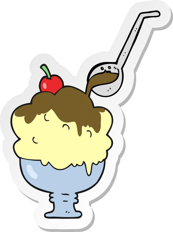 sticker of a cartoon ice cream vector