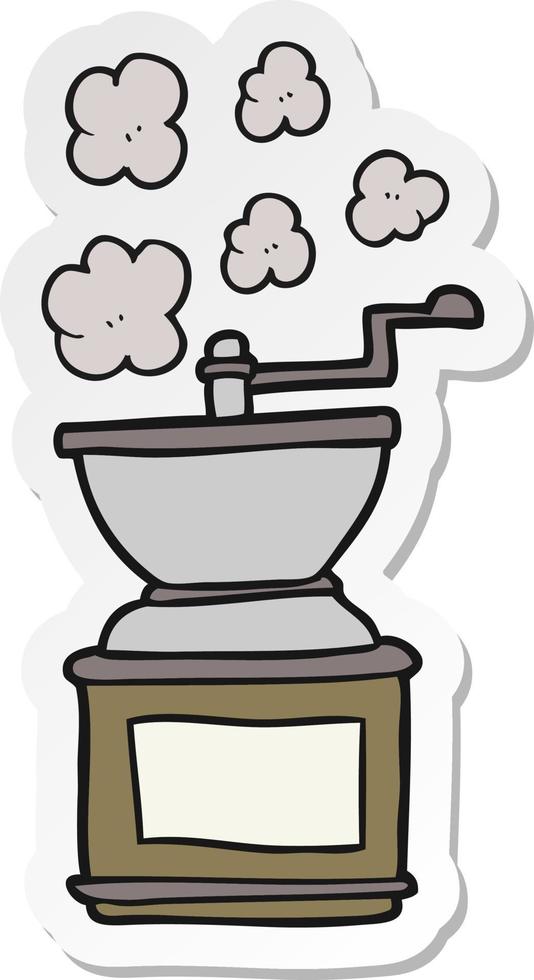 sticker of a cartoon coffee bean grinder vector