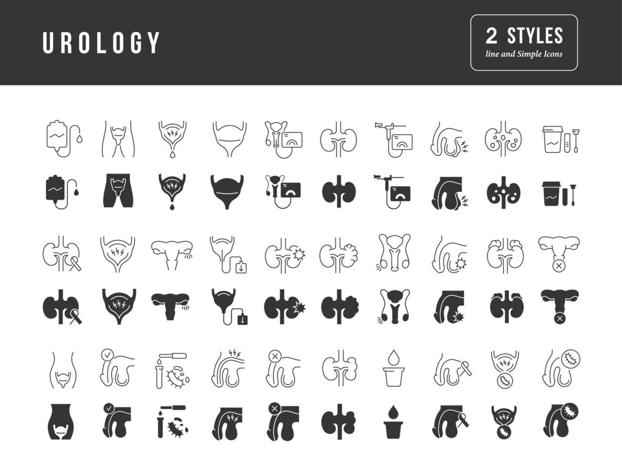 Set of simple icons of Urology vector