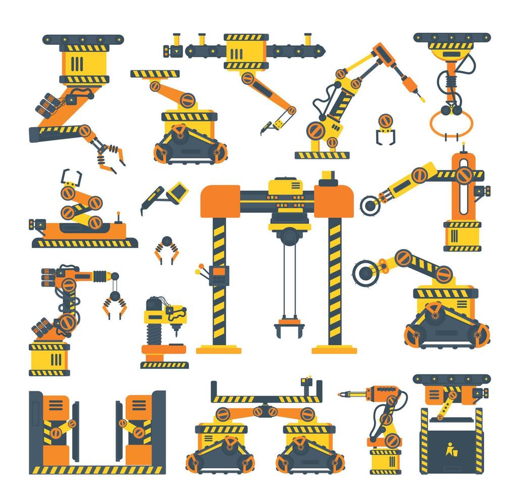 Set of Automated Robotic Arms vector