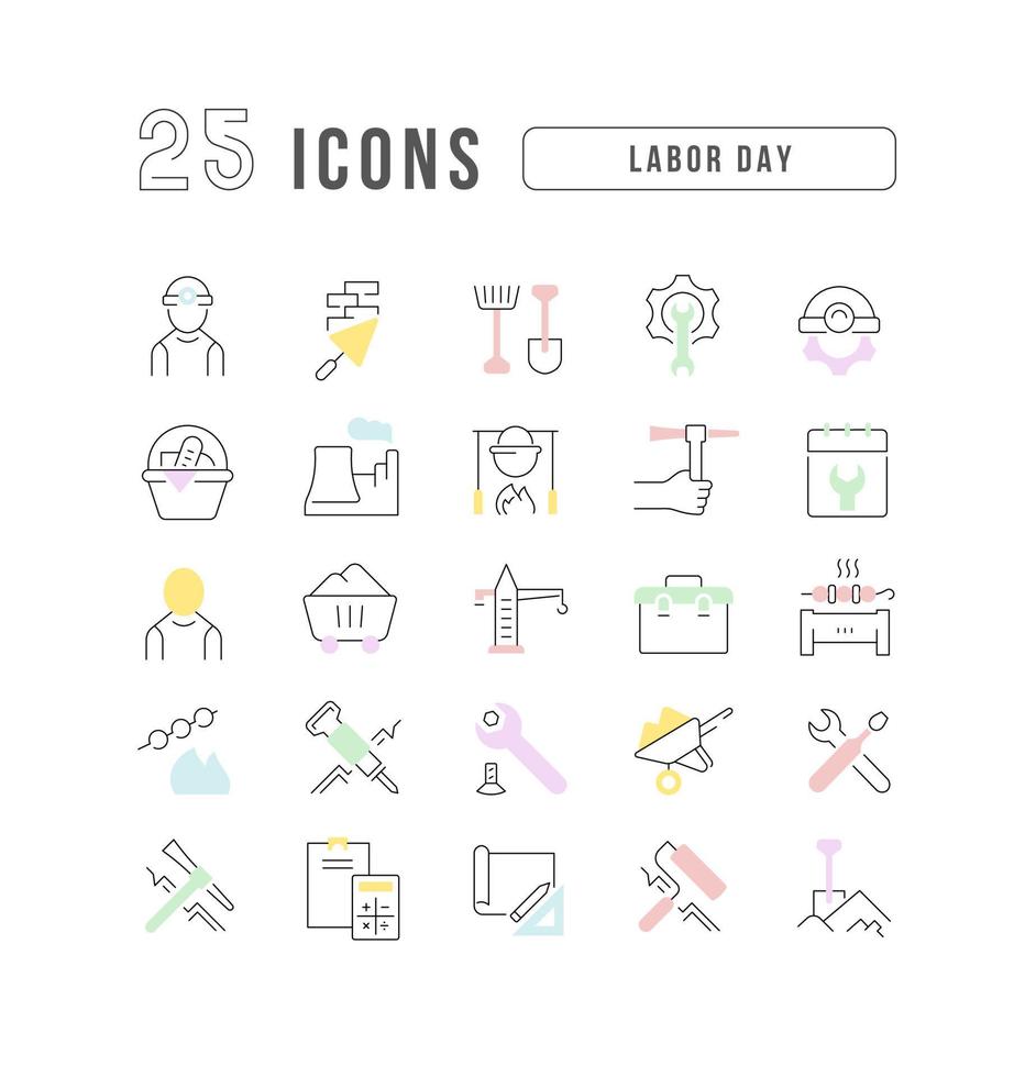 Set of linear icons of Labor Day vector