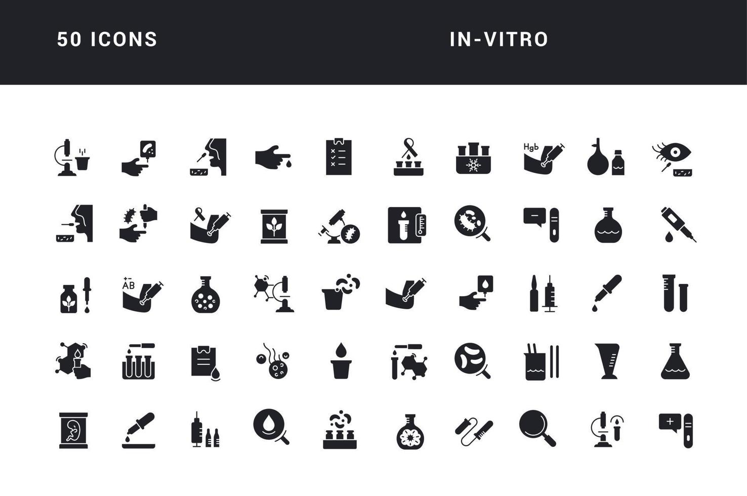 conjunto de iconos simples de in vitro vector