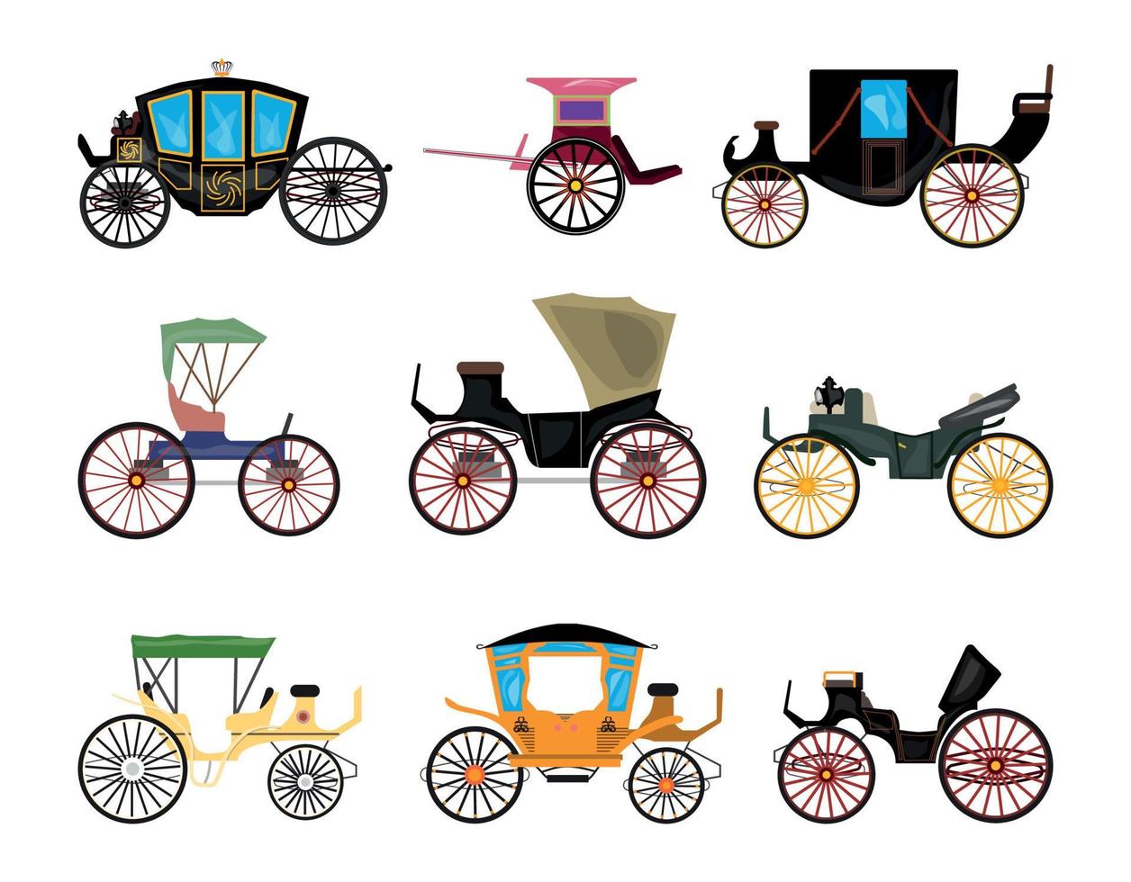 Set of Vintage Carriages vector