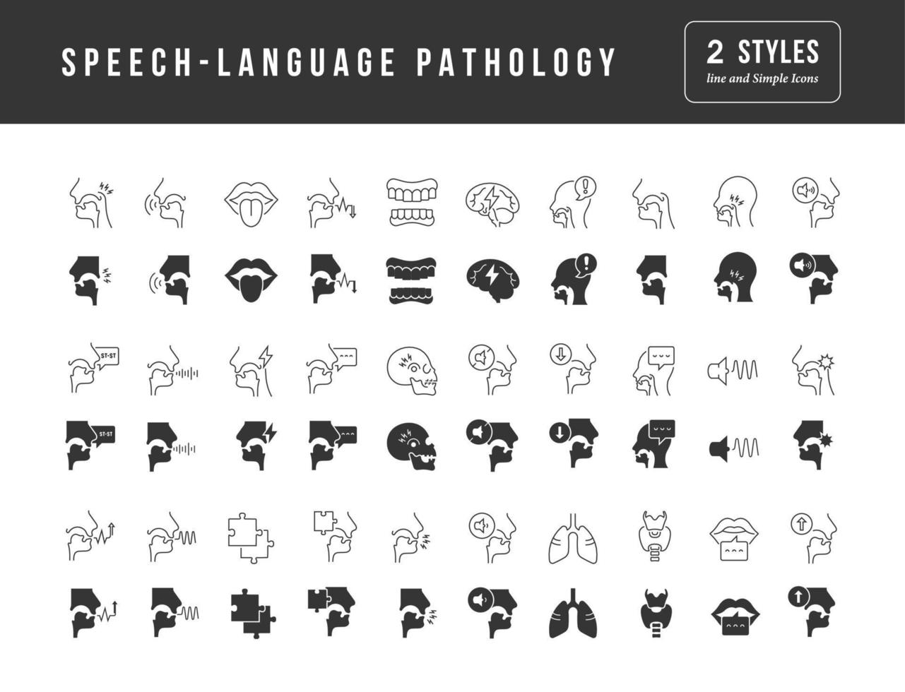 Set of simple icons of Speech-Language Pathology vector