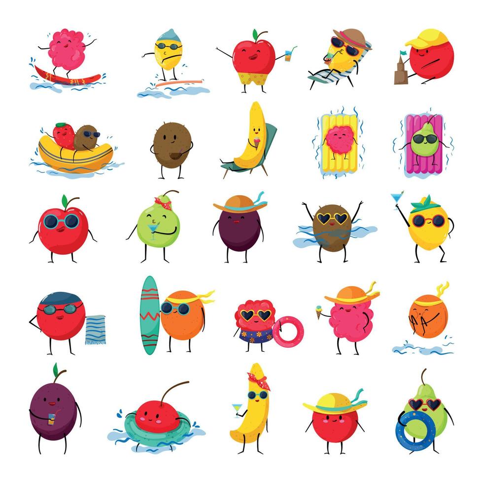 conjunto de caracteres de frutas vector
