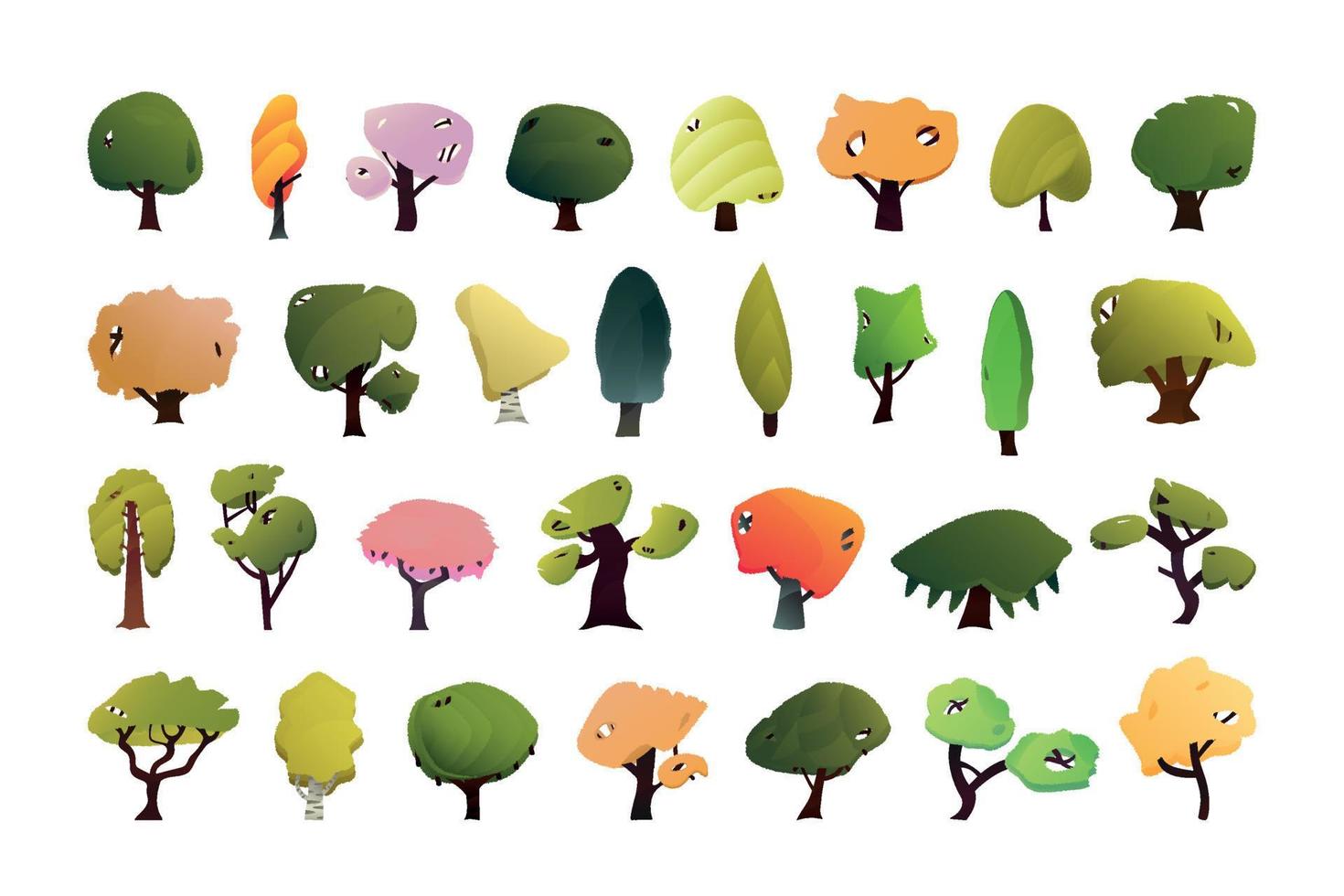 Illustrations of Colorful Trees vector