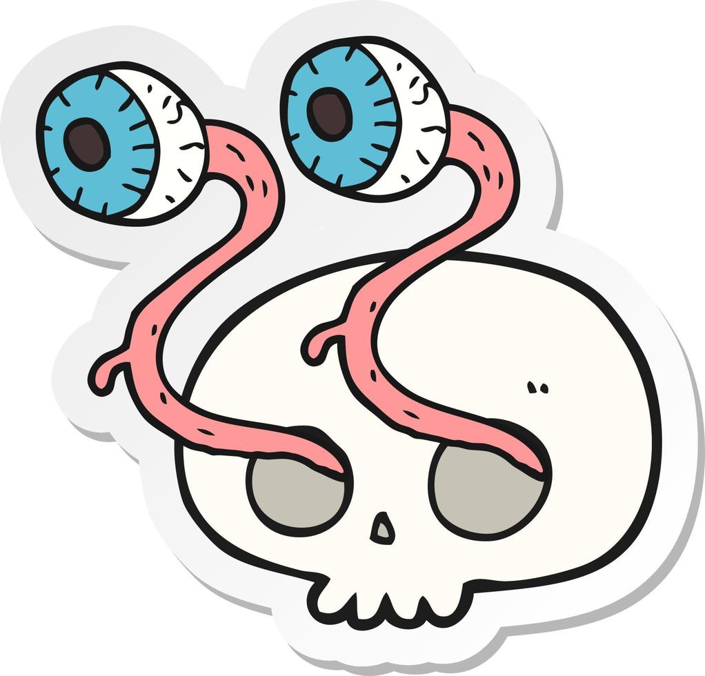 sticker of a gross cartoon eyeball skull vector