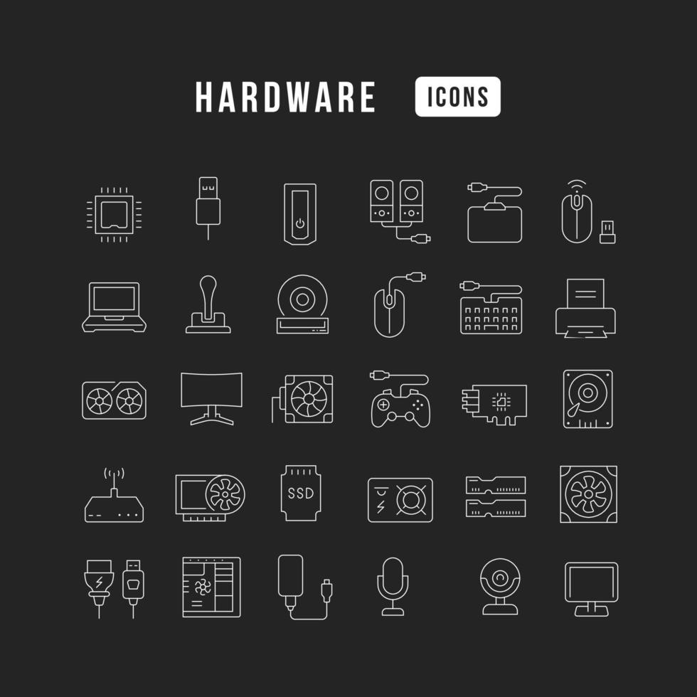 Set of linear icons of Hardware vector