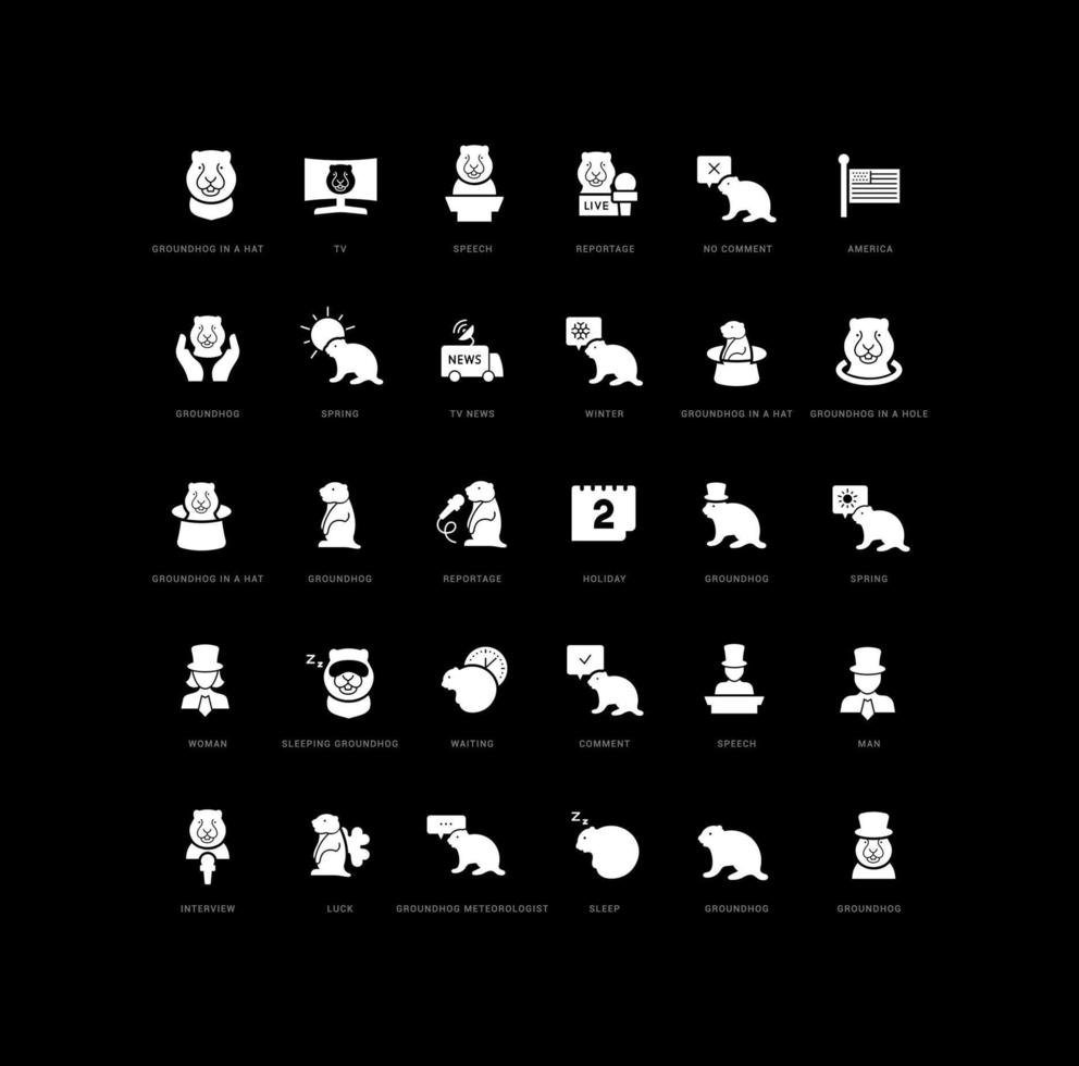 Vector Simple Icons of Groundhog Day