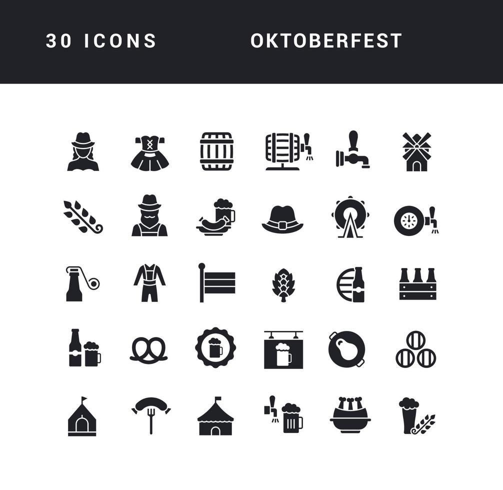 conjunto de iconos simples de oktoberfest vector