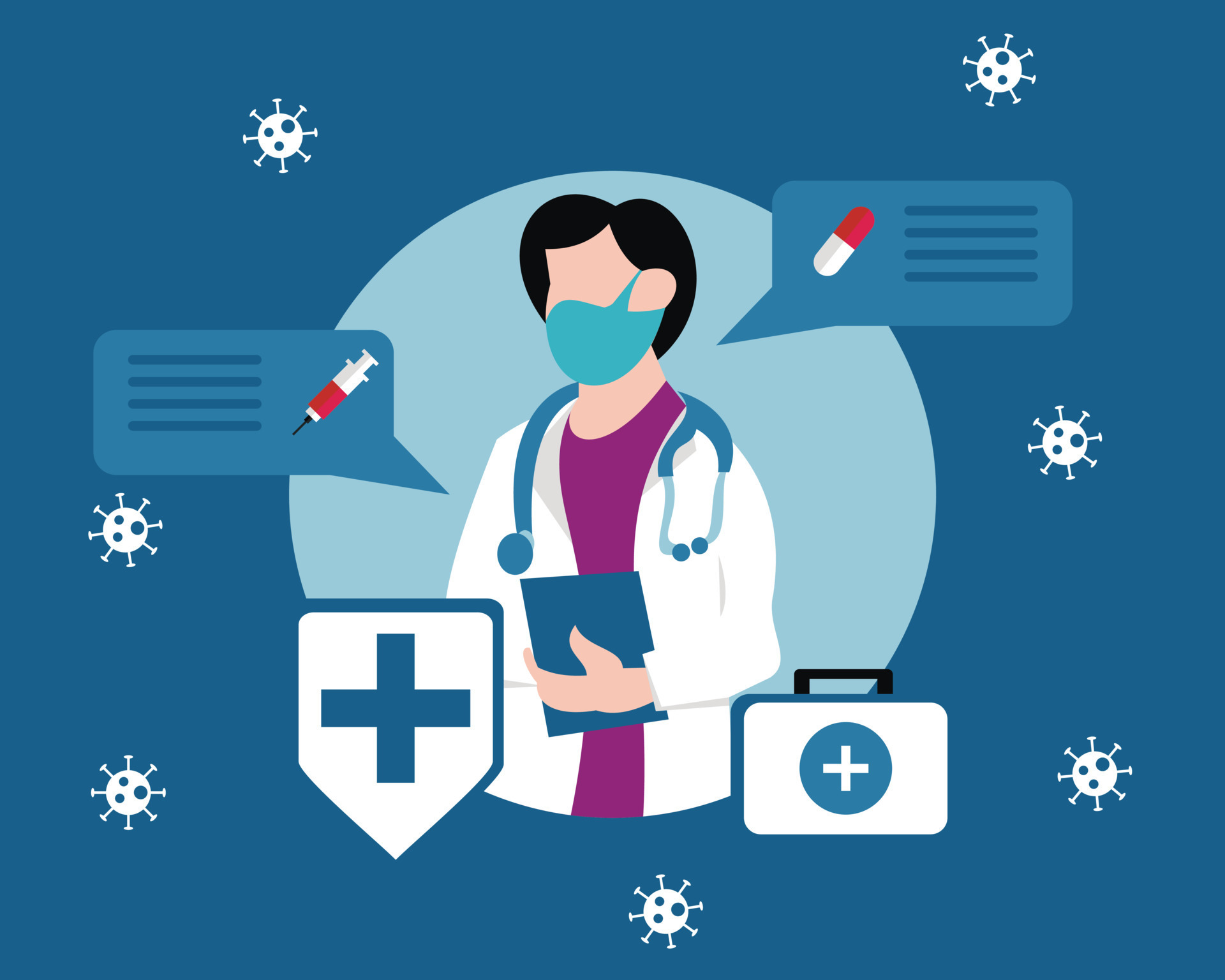 ilustración gráfica vectorial de un médico está leyendo notas de