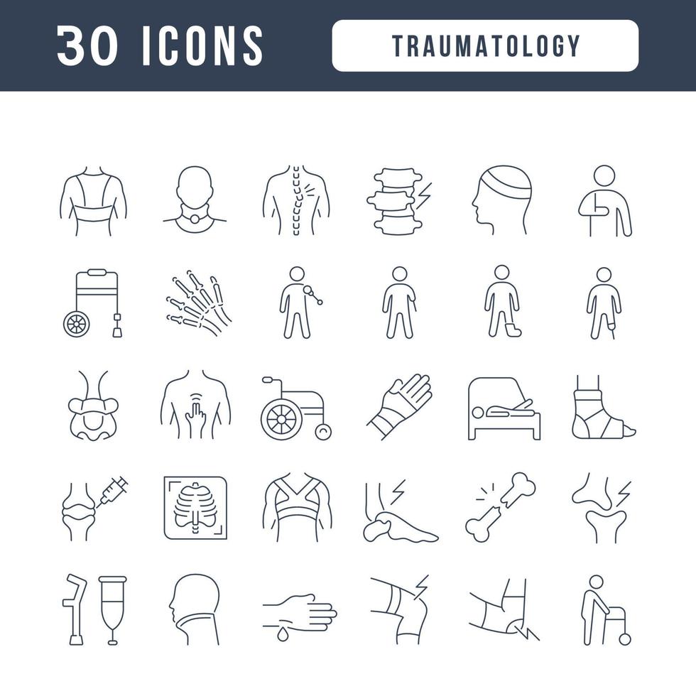 Set of linear icons of Traumatology vector