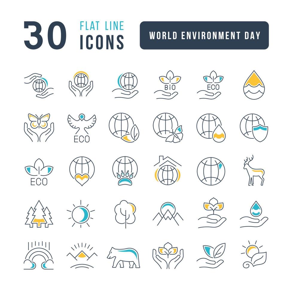 Vector Simple Icons of World Environment Day