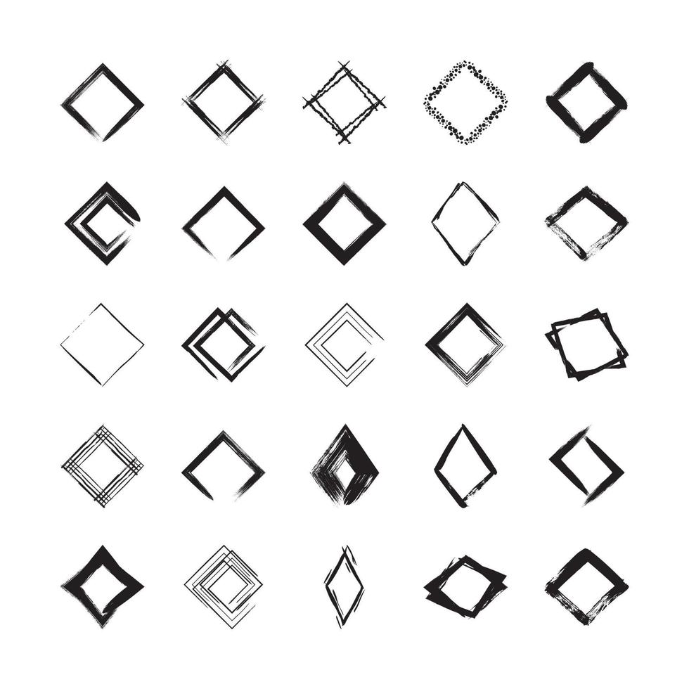 Collection of Textured Rhombus Frames vector