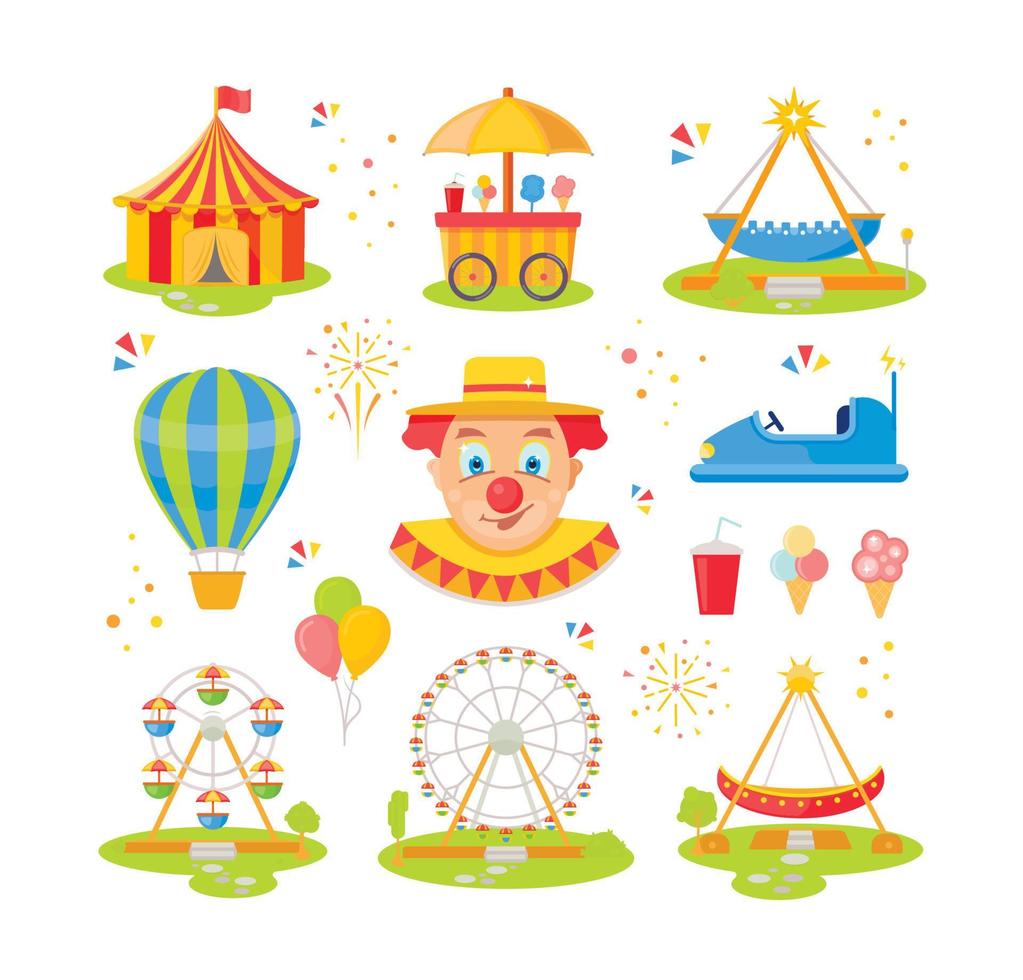 ilustración vectorial del parque de atracciones vector