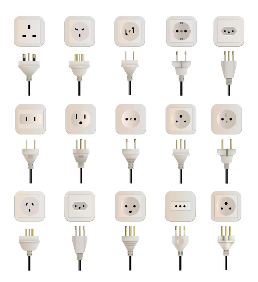 Set of Sockets and Plugs vector