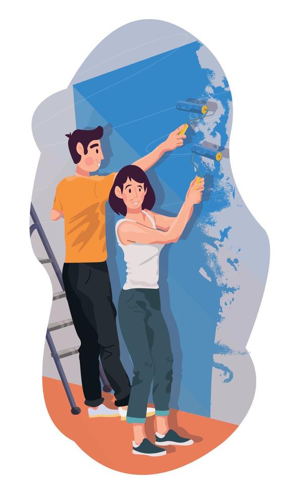 Couple Doing Home Repairs vector