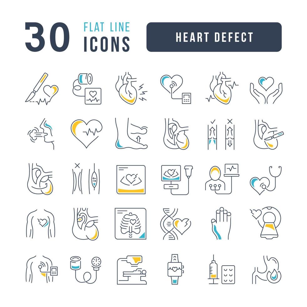 Set of linear icons of Heart Defect vector