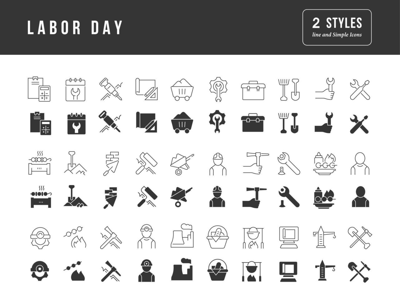 Set of simple icons of Labor Day vector