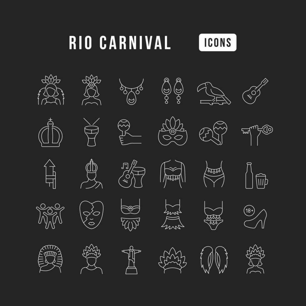 iconos de línea vectorial del carnaval de río vector